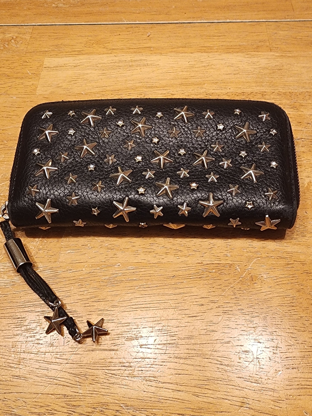 Jimmy Choo Filipa Star Studded Wallet, a black leather zip-around wallet